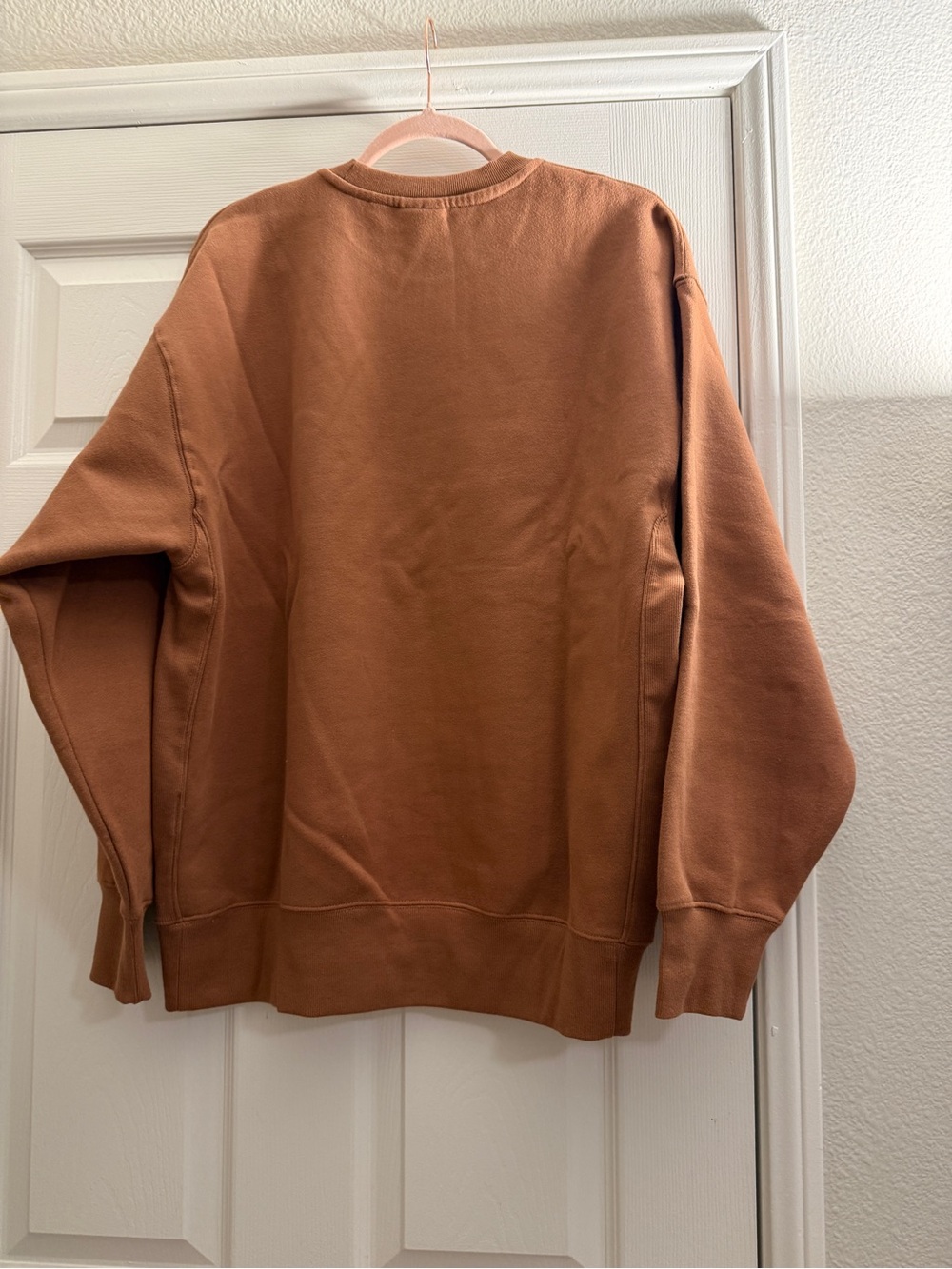 Aritzia TNA Sweatfleece Cozy Fleece Boyfriend Fit Crewneck Sweatshirt in Teddy B - Picture 5 of 9